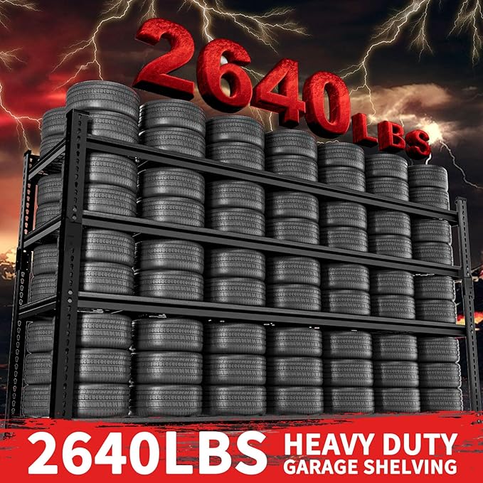 Storage Shelves, Garage Shelving Heavy Duty 2640LBS Capacity, 60"L x 24"W x 60"H Adjustable Metal Shelving Organizer Wire Rack, 4 Tier Utility Shelf Unit for Pantry Closet Warehouse Organization