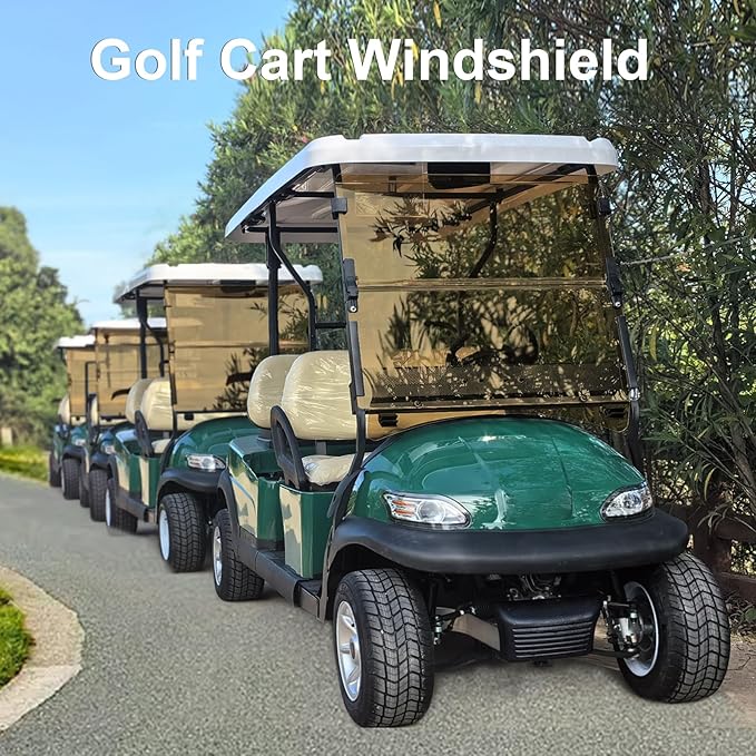 Club Car Precedent Windshield,Golf Cart Windshield for Precedent/Tempo/Onward (2004-Up)– Heavy Duty Hinges, Foldable, Anti-UV & Impact Resistant, 5MM Thick PC Material, 37.6"W X 33.2"H (tinted)