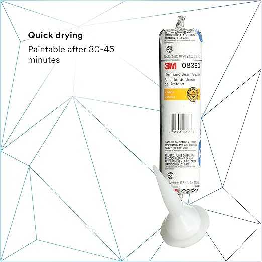 3M Urethane Seam Sealer, 08360, White Color, High Solids, Permanently Flexible, 310 mL/10.5 fl oz Foil Pack