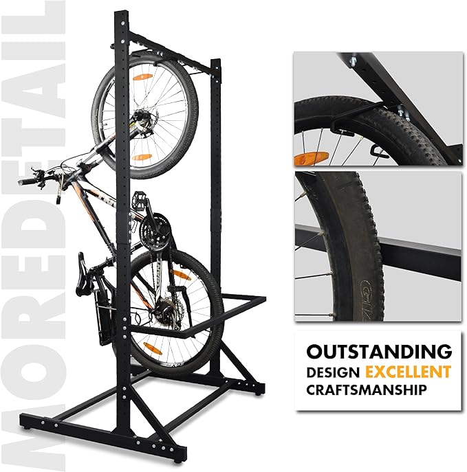 Freestanding 5 Bike Storage Rack for Garage, Hold Multiple Bicycles, Mountain Bikes, Road Bikes, Kids’ Bicycles and E-Bikes