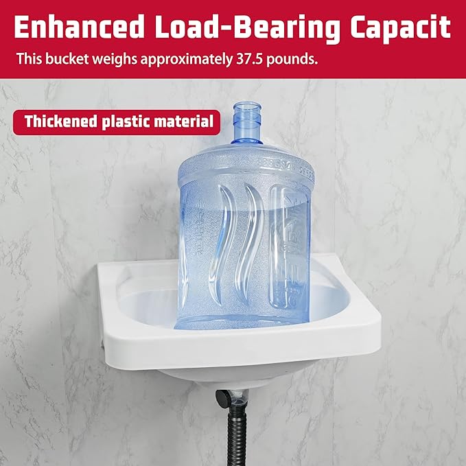 Wall Mount Bathroom Sink 19.7*15.3 No-Drill Installation Self-Adhesive Wash basin with Faucet Hole Bathroom Sinks Floating Vanity Sink for Lavatory Room Basin Plastic Rv Sink forGarage (19.7*15.3*7.1)
