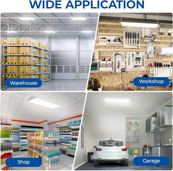 CINOTON 4FT 210W LED Shop Light with 28350LM,0-10V Dimmable Linear High Bay Lighting with 5000K,120-277V 135LM/W Commercial Hanging Lights for Garage Office Warehouse Workshop Factory UL Listed 2Pack