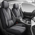Car Seat Covers Full Set, Black Seat Cover for Cars Compatible Airbag, Easy Install Luxury Leather Automotive Seat Covers with Lumbar Support, for Car, Truck, SUV, Grey