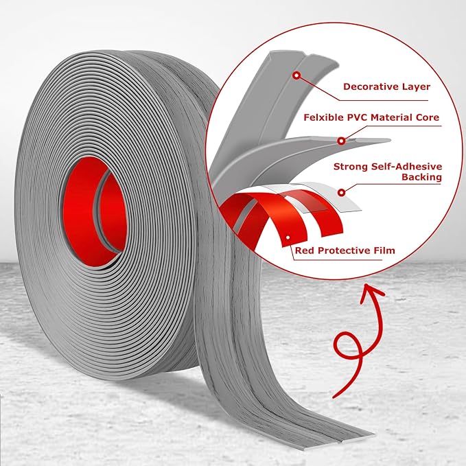 Flexible Wall Corner Protector Moulding Trim Peel and Stick Wall Corner Guards Edge Protector Self Adhesive Molding Trim Strip for Edge Ceiling (Light Gray Wood Grain, 2.4 in x 10 Ft)