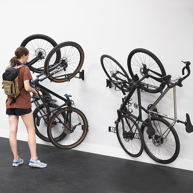 StoreYourBoard SwivelStow Mountain Bike Storage – Heavy Duty Bike Hanger, No-Lift Bike Wall Mount for Garage Bike Storage, MTB and E-Bike, Holds 70 lbs, Patent-Pending