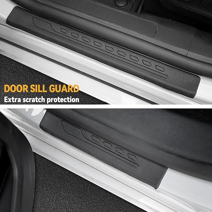 Floor Mats Set for Ford Escape 2020-2024 2025 Accessories (Not for Hybrid), Full Coverage All Weather Floor Mats Cargo Mat with Backrest Protectors & Door Sill Guards