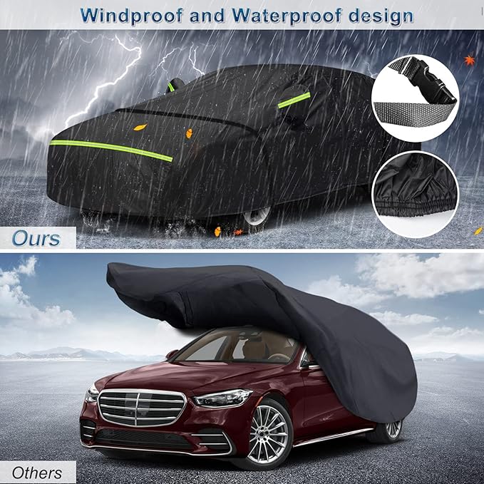 for Mercedes Benz S Car Cover Waterproof All Weather Heavy Duty Protection Outdoor Full Car Covers Windproof with Driver Side Zipper Custom Fit for Mercedes Benz S-Class 2006-2025