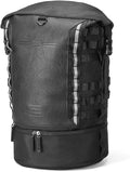 KEMIMOTO Motorcycle Sissy Bar Backrest Bag Upgraded Version, 37L Expandable Capacity PU Leather Motorcycle Tail Bag with Rain Cover, Luggage Backpack with Helmet Net & Shoulder Strap, Black