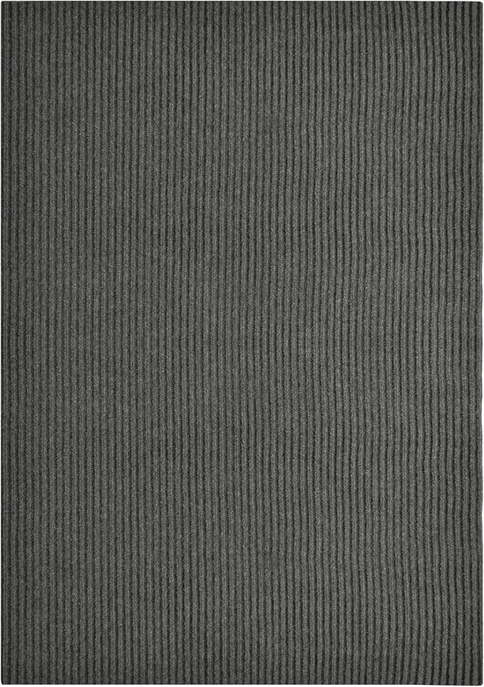 iCustomRug Spartan Weather Warrior Indoor/Outdoor Utility Ribbed Carpet Runner with Non-Slip Thermoplastic Rubber Backing, 3ft X 4ft Charcoal