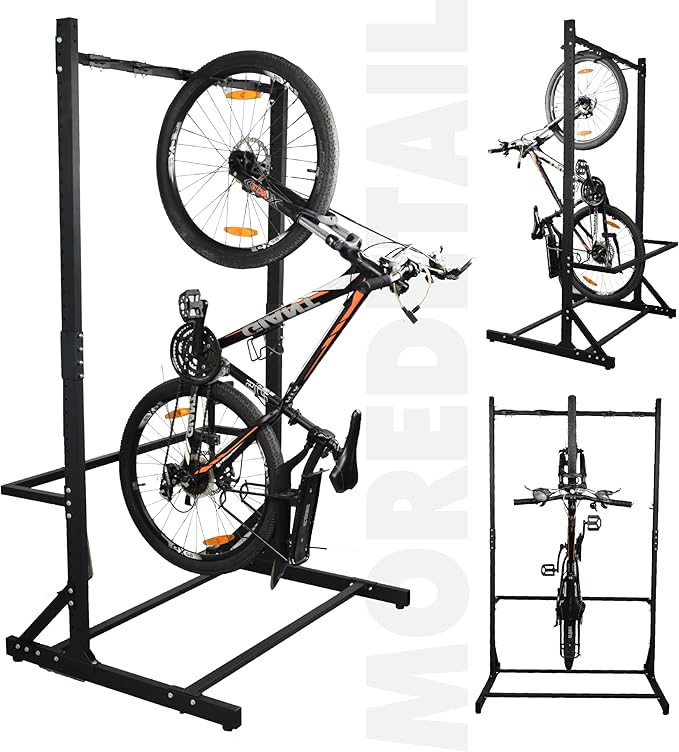 Freestanding 5 Bike Storage Rack for Garage, Hold Multiple Bicycles, Mountain Bikes, Road Bikes, Kids’ Bicycles and E-Bikes