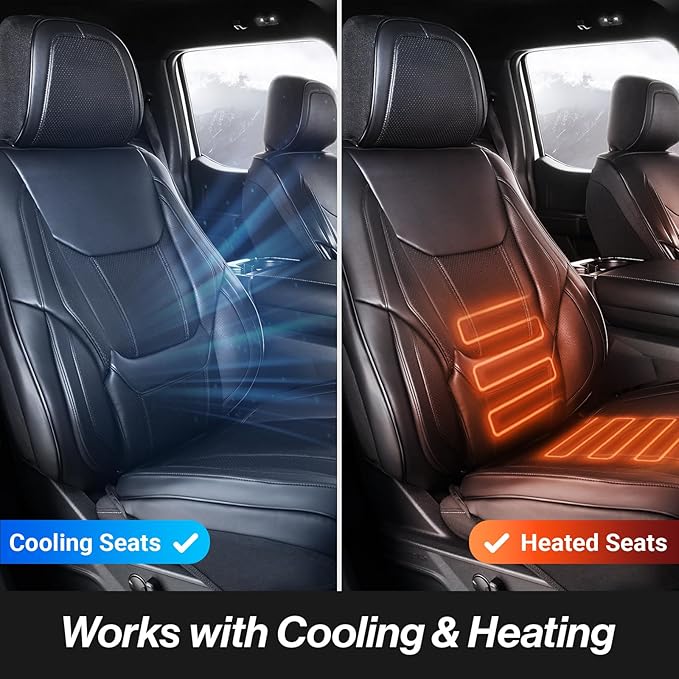 Coverland Custom Car Seat Covers Compatible with 2007-2013 Sierra 1500 Extended Cab - Premium Leather Non-Slip Waterproof Cover Interior Protector Full Set-Black [See Size Chart-Size X115]