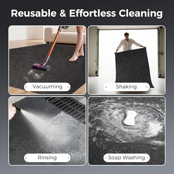 WELKIN Oil Spill Mat (60" x 36"), Absorbent Oil Pad Protects Floor, Garage Floor Mat for Under Car Driveway, Waterproof Backing, Durable & Cuttable