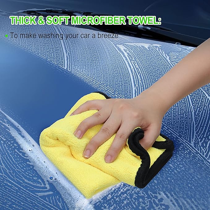 62'' Car Wash Brush with Long Handle, Soft Bristle Scratch-Free Car Wash Cleaning Detailing Brush Kit Wash Mitt Towel Windshield Squeegee Wheel Tire Brush for Car SUV Truck RV Cleaning