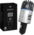 Enoch Car Air Purifier Premium Air Ionizer - 12V Plug-In Ionic Ozone Deodorizer Accessory with Dual USB Car Charger - Eliminates Cigarette Smoke, Pet and Food Odors, Dust (Gray Silver)