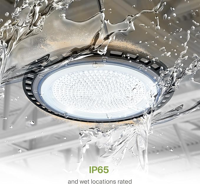 ASD LED High Bay UFO Light Fixture, Commercial Shop Lighting | Plug & Play Cable, IP65 Waterproof, ETL Listed | 200W 23900LM 5000K 100-277V | Warehouse, Garage, Workshop, Barn Lamp | Black, 6 Pack