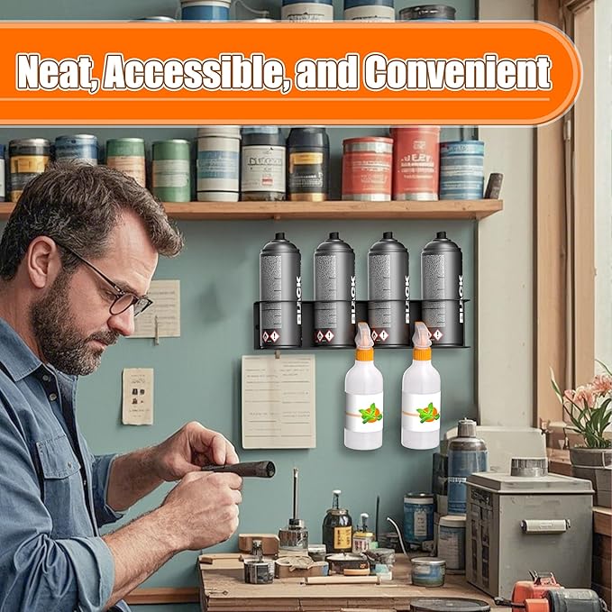 Ultrawall Spray Can Holder Rack, Wall Mounted Spray Bottle Holder, Garage Wall Mount Shelf, Utility Storage Rack, Tool Storage Rack
