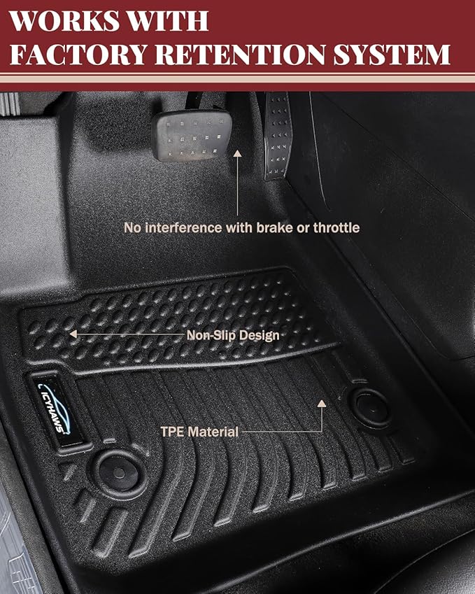 Icyhaws® Floor Mats for Buick Encore GX (AWD Only) 2020-2025 | All Weather TPE Waterproof Anti-Slip Custom Fit Car Floor Liners & Cargo Liner Trunk Mat | Front & Rear Row, 4pcs Black