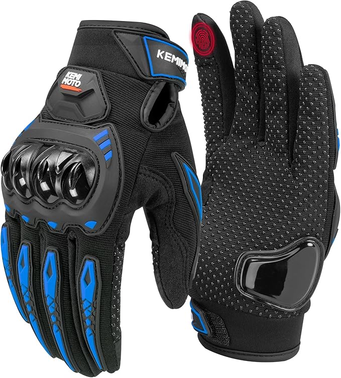 KEMIMOTO Motorcycle Gloves for Men/Women, Touchscreen Dirt Bike Gloves with Shell, Anti-Slip for Motorbike, Riding, Racing, Cycling, Dirt Bike, ATV, UTV, Motocross, BMX, Hiking