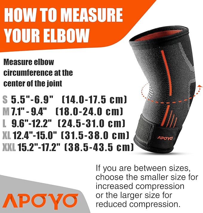 APOYO Elbow Brace for Tendonitis and Tennis Elbow, (Pair) Compression Sleeve for Arthritis, Workouts, Reduce Joint Pain During Fitness Activity (Small)