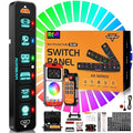Auxbeam 6 Gang Slim Switch Panel Bluetooth RGB AS-600 with APP&Remote Control Toggle Momentary Pulsed Switch Pod Off Backlight for Truck Offroad UTV ATV Car Marine 12-24V Waterproof, 2 Years Warranty