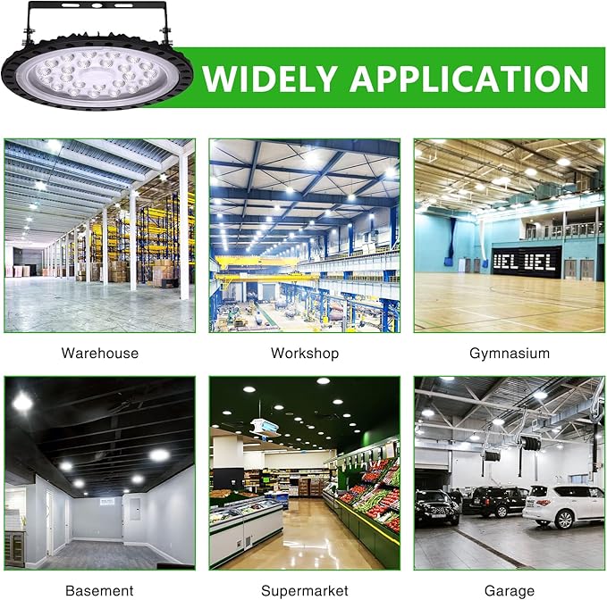 Viugreum 10 Pack 100W UFO LED High Bay Light, 10000LM 6500K Daylight White Led Bay Light Fixtures, IP65 Waterproof Commercial Warehouse/Workshop/Wet Location Area Light