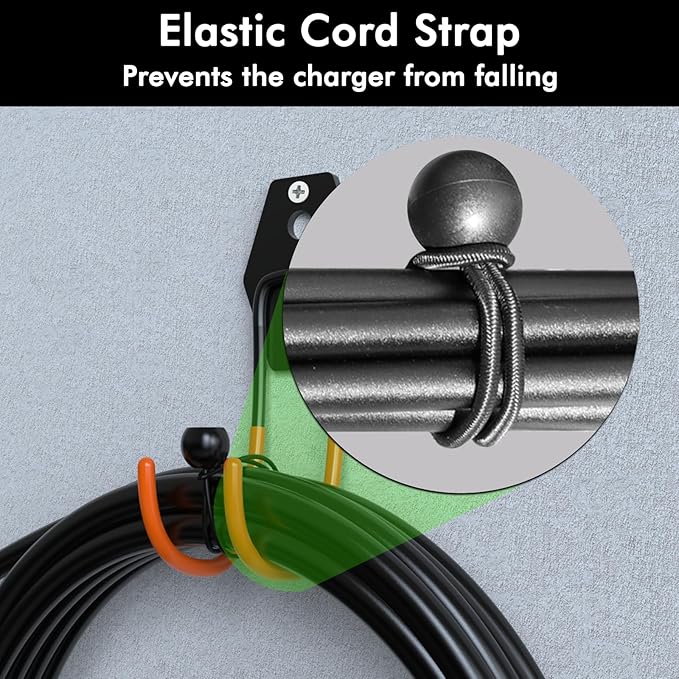 Tesla Charger Holder Wall Mount EV Charger Holder, Tesla Charging Cable Organizer J1772 J-Hook Cord Hanger for All Electric Vehicle Mobile Connector Organizers