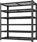6 Tier Metal Shelving Unit, Adjustable Storage Shelves, 84" H x 55" W x 24" D Heavy Duty Garage Shelves for Warehouse, Basement, Kitchen, Pantry, Living Room, Black (6T 84 * 55 * 24)