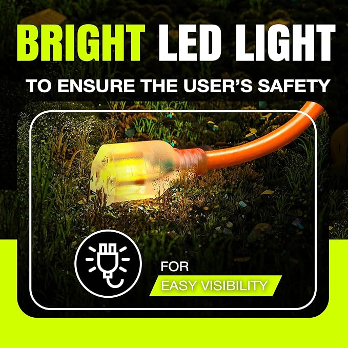 25ft Outdoor/Indoor Extension Cord 16/3 Gauge Heavy Duty 3 Prong SJTW, Waterproof, Flexible Cold-Resistant Long Power Cord,13A 125V 1625W, Orange by LifeSupplyUSA