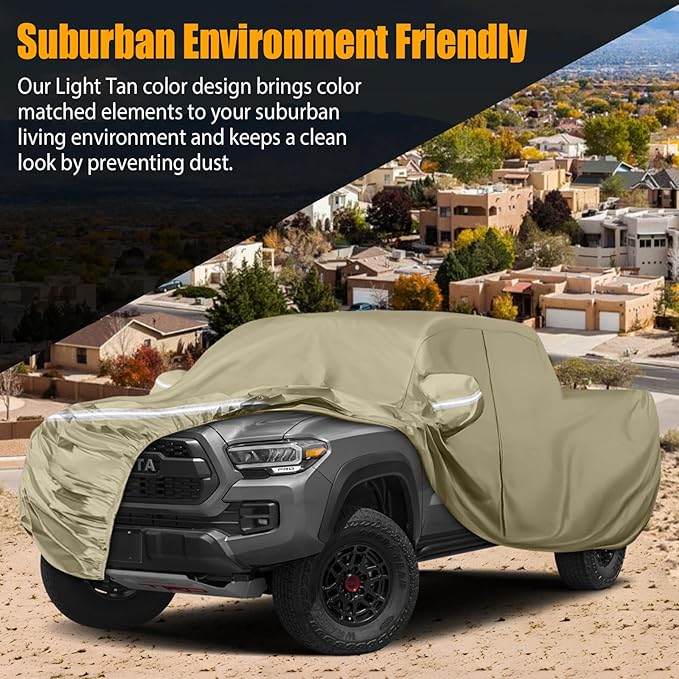 Waterproof Truck Covers Replace for 2005-2025 Toyota Tacoma CrewCab 6ft, Multilayer Heavy Duty with Cotton Liner All Weather Car Cover with Zipper Door, Windproof Bands for Snow Rain Protection
