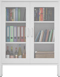 Metal Storage Cabinet with Mesh Doors,Steel Display Cabinet with Adjustable Shelves,Metal Office Storage Locker for Home Office,Garage(White mesh, 40''H)
