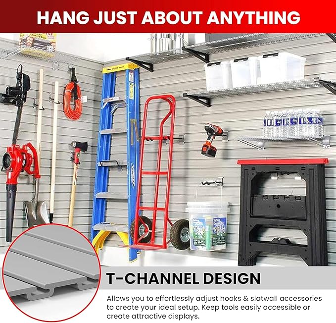 DLDIRECT Slatwall Panel Garage Wall Organizer: Heavy Duty Mounted PVC Rack, Interlocking Slat Paneling for Garage Storage, Slat Wall Board, Shelves System - 3 Color Samples
