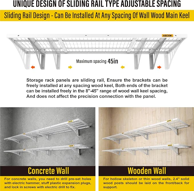 1.64x4ft 4Pack Wire Shelving Unit Heavy Duty Garage Storage Shelves Wall Mounted White 1120lbs Load Capacity（20-inch-by-48-inch）