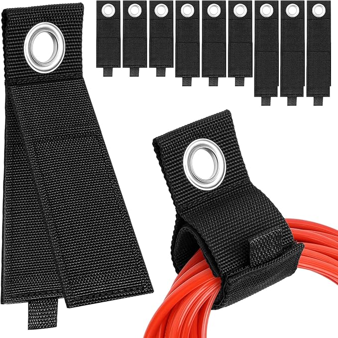 Heavy-Duty Storage Straps，Extension Cord Holder Organizer Variety Pack Holds 55lbs，Fit Easily on Hooks or Nails ， Perfect for Garage Organization 3-pk 10",14" and 18", Black (9, BLACK)