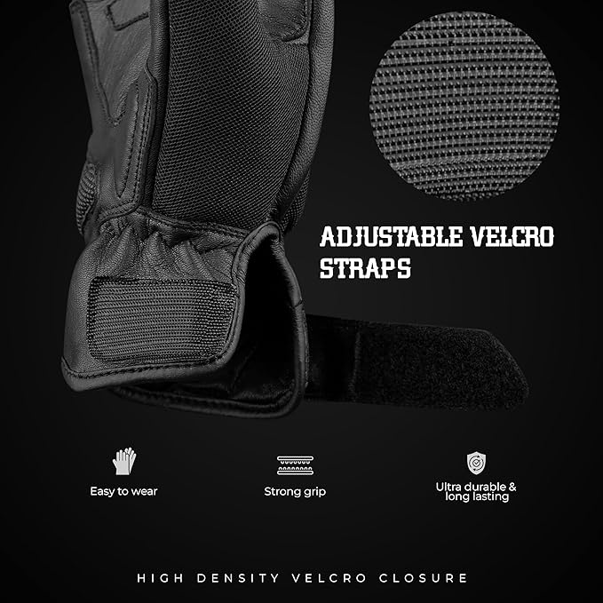 J.A.G. Motorcycle Gloves - Premium Leather Perforated Motorcycle Gloves for Men with Knuckle Protection | Touchscreen Motorbike Riding Gloves