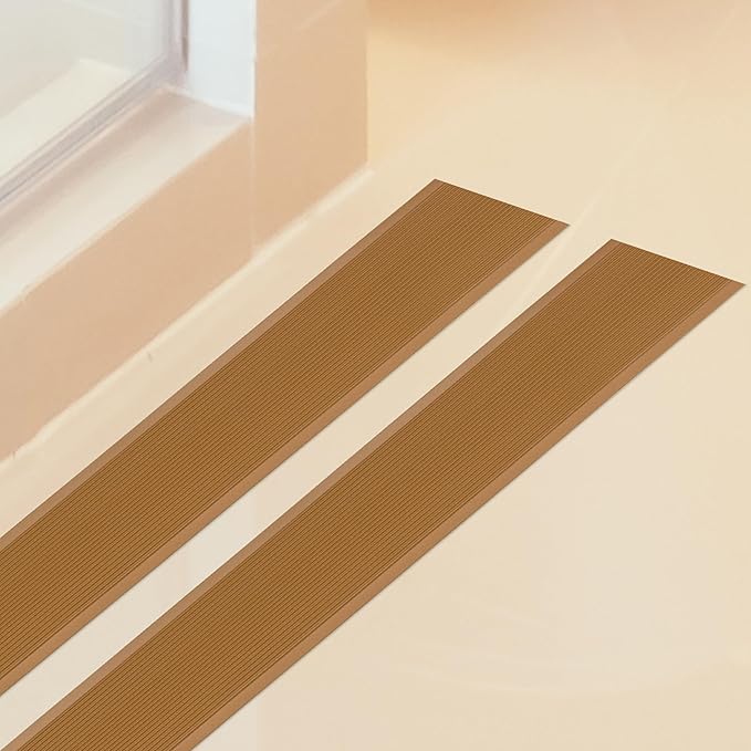 Rubber Bond 4x36in Anti Slip Stair Treads (15-Pack) - Waterproof Outdoor/Indoor Heavy Duty Non-Skid Tape for Stairs - Adhesive Rubber Grip Strips for Steps & Ramps - Brown