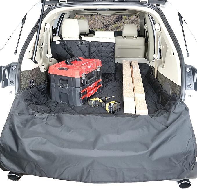 4Knines SUV Cargo Liner for Dogs, Trunk Mat for SUV, Durable Cargo Cover, Protector – Compatible with 60/40 Split Bench & Armrest Pass-Through, Waterproof, Machine Washable, Non-Slip (Small, Camo)