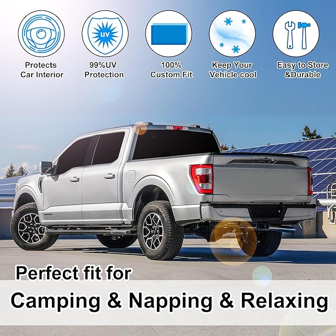 TINGLU Window Shades for Ford F150 4Door 2021-2024 2025 Accessories Car Side Full Windows Rear Triangular Windshield Sun Shade Sun UV Rays & Privacy Protection for Camping,Napping,and Relaxing 6PCS