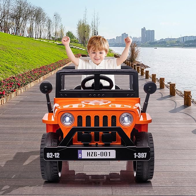 Ride On Car,12V Electric Car for Kids with Remote Control, MP3, LED Headlights, 2 Motors, Double Doors, Safety Belt, Ride On Toys for Boys Girls