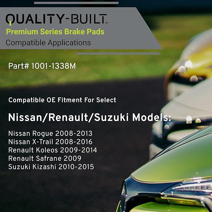 Premium Semi-Metallic Front Brake Pads (1001-1338M) Compatible with Nissan Rogue 2013-2008, X-Trail 2013-2008, X-Trail 2016 & More
