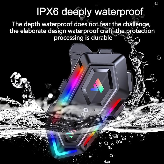 FEYA Motorcycle Helmet Speakers with 16-Types RGB Dazzling Lights High Battery Life Motorcycle Headphones Dual Noise Reduction/Automatic Answer/Call Music Control/Wake up Siri/IPX6