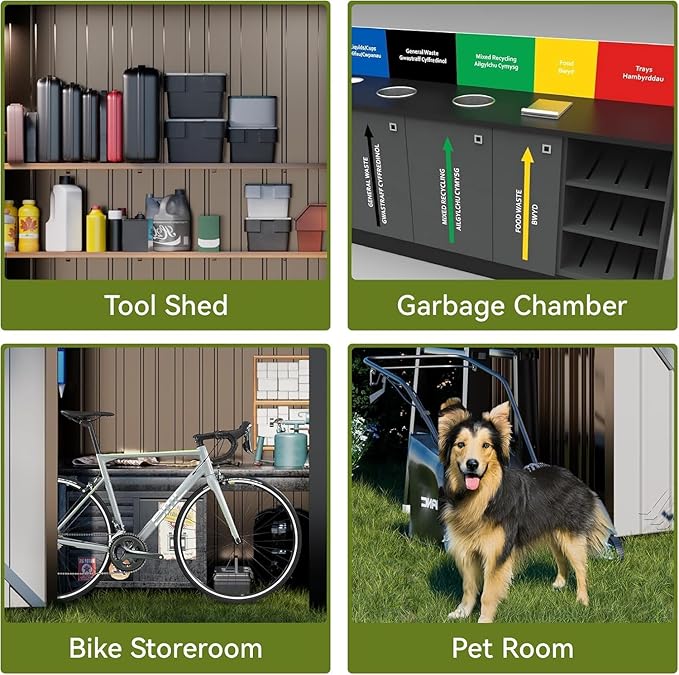 COMHOMA Shed Outdoor Storage Shed Metal,Lockable Doors Tool Sheds with Sloping Roof,Steel Garden Shed with Air Vent for Backyard,Patio,Lawn,Poolside (Brown, 5'*3')