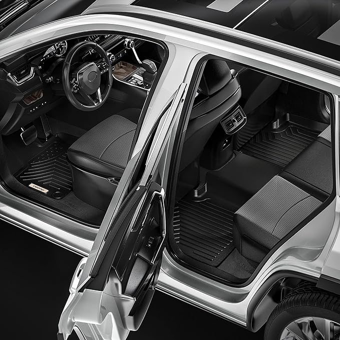OEDRO Floor Mats Fit for 2016-2024 Chevrolet Camaro, Unique Black TPE All-Weather Guard Includes 1st and 2nd Row: Front, Rear, Full Set Liners