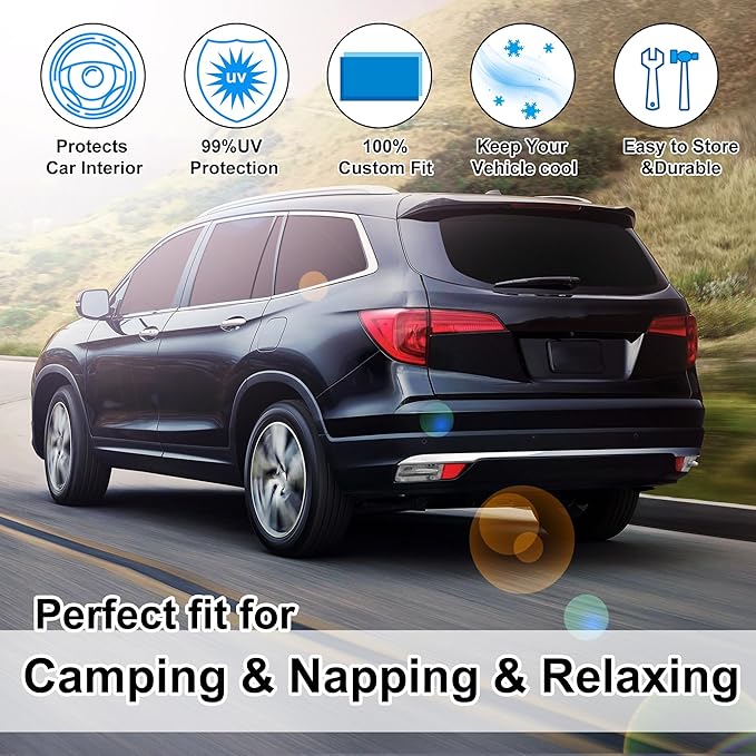 TINGLU Window Shades for Honda Pilot 2016-2025 EX-L Special Edition Elite Black Edition Touring Accessories Car Side Full Windows Rear Windshield Sun Shade Camping Sun UV Rays Privacy Protection 8PCS