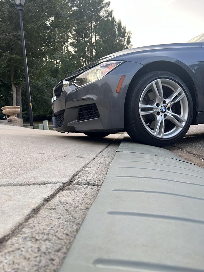 – Gray Color – Driveway Curb Ramps – Low Profile Car Ramps – 3 Piece Expandable Set – Made from Heavy Duty Recycled Rubber – Eliminate Scraping and Damage On Your Car Truck RV