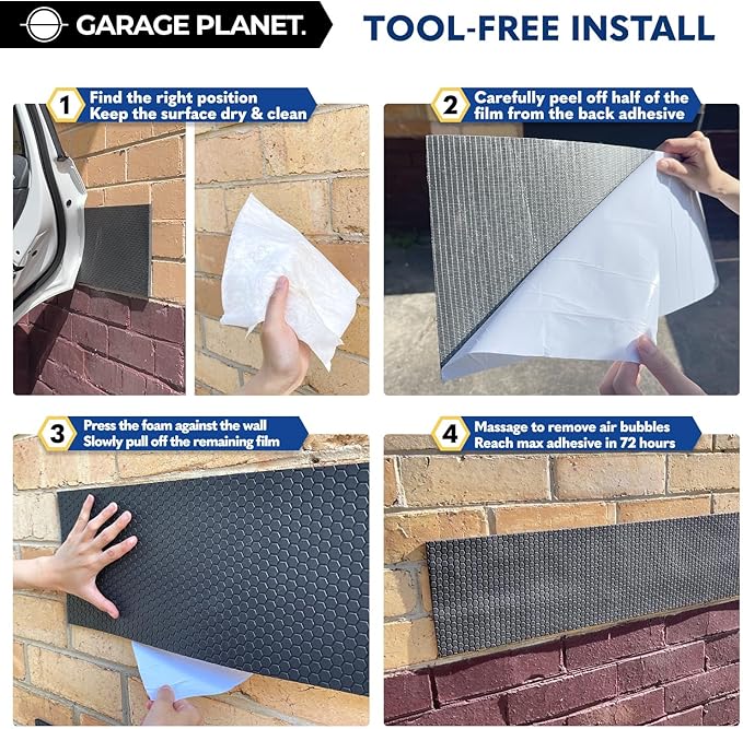 H1 Garage Wall Protector Car Door Wall Protector, Tool-Free, Designed in Australia (Black, 2 Pack)