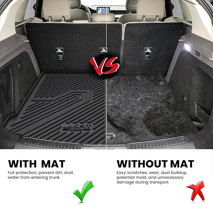 LASFIT Trunk Mat for Lincoln Corsair 2025 2024 2023 2022 2021 2020, All Weather TPE Cargo Mats Custom Fit Cargo Liner Front & Rear Trunk Liner, Black, Easy to Clean