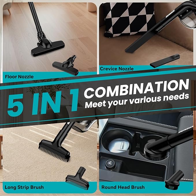 Cordless Vacuum for Makita 18V Battery, 5 in 1 Handheld Electric Vacuum Cleaner with 500W Powerful Motor, 46 CFM Portable with 2 Filtration HEPA for Home, Floor, Carpet, Car (Tool Only)