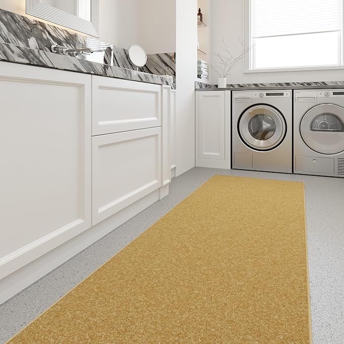 Ottomanson Hallway Runner Rug 2'7" x 9'10" Non Slip Solid Area Rugs Easy to Clean Laundry Rug Runner Durable & Pet Friendly Floor Carpet Runners for Hallways Entryway Living Room Kitchen, Beige