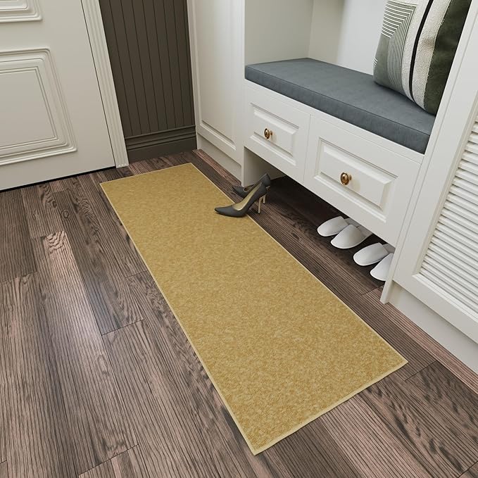 Ottomanson Hallway Runner Rug 2'2" x 6' Non Slip Solid Area Rugs Easy to Clean Laundry Rug Runner Durable & Pet Friendly Floor Carpet Runners for Hallways Entryway Living Room Kitchen, Beige