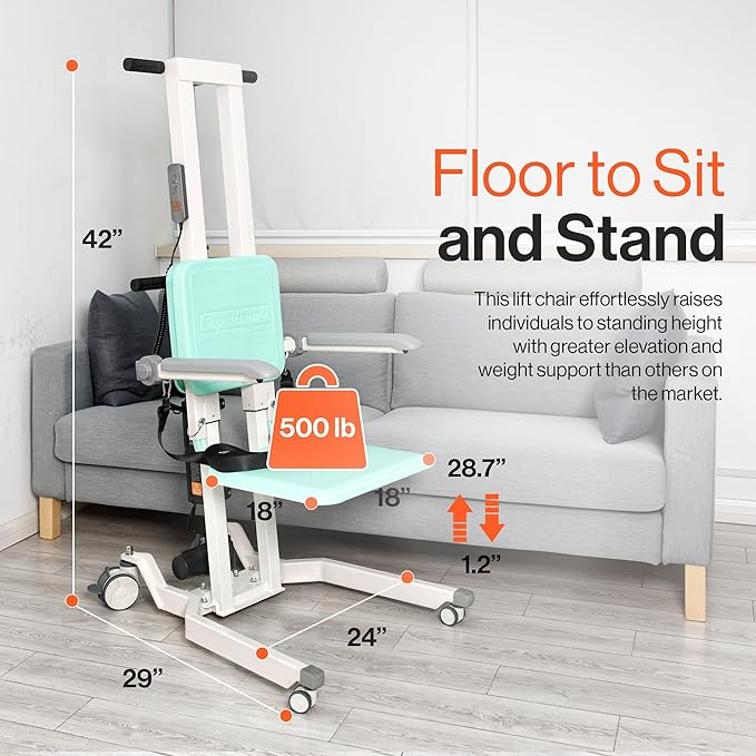 SuperHandy GoRise Electric Floor to Stand Lift – Support Up to 500 Lbs, Floor Lift Chair for Elderly, Patent Pending
